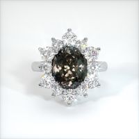 5.69 Ct. Greenish Brown Sapphire Ring, 18K White Gold 2